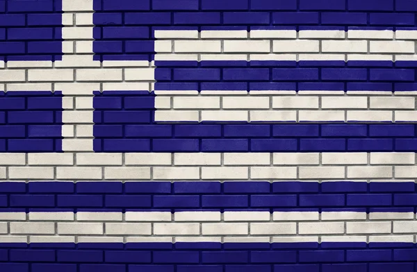 Yunanistan-tuğla duvar bayrağı — Stok fotoğraf