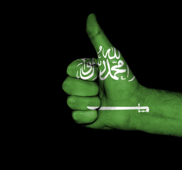 Vuist geschilderd in kleuren van de vlag van Saoedi-Arabië — Stockfoto