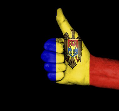 moldova bayrağı renklerde boyanmış yumruk