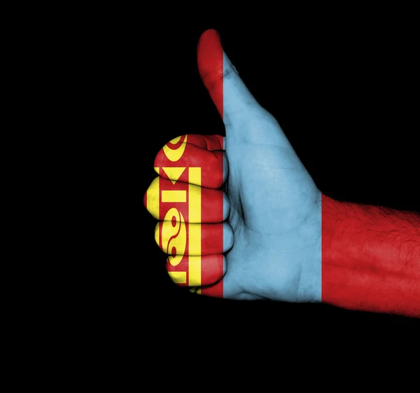 Flag hand Mongolia — Stock Photo, Image