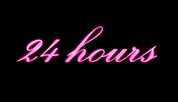 24 hours pink neon — Stock Photo, Image