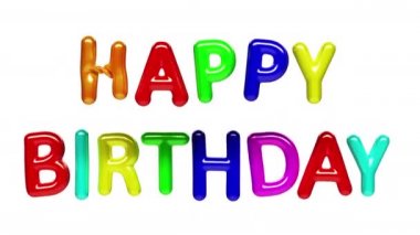 Mutlu yıllar alfa ile yüzen renkli balonların doğum günü şekli