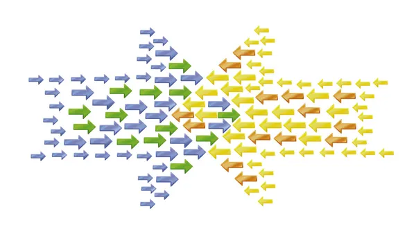 Zwei Pfeile verschmelzen — Stockvektor