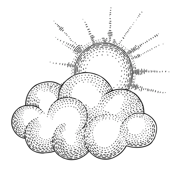 Sole vettoriale e nube — Vettoriale Stock