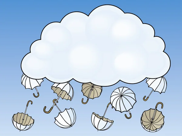 Guarda-chuva sair de uma nuvem — Vetor de Stock
