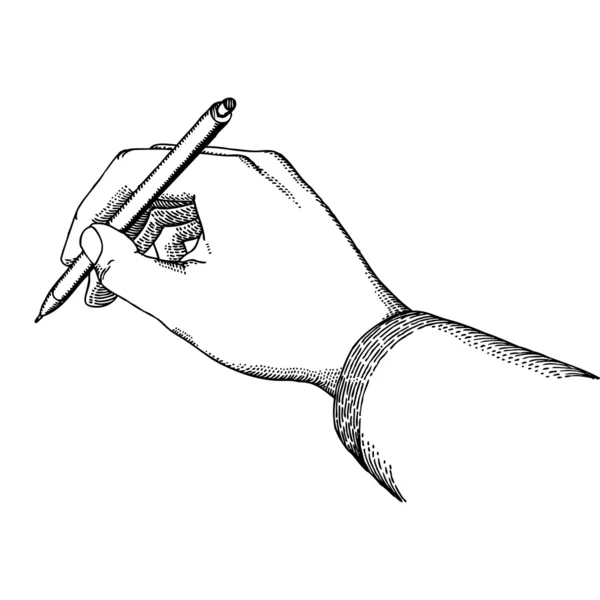 Hand met een pen — Stockvector