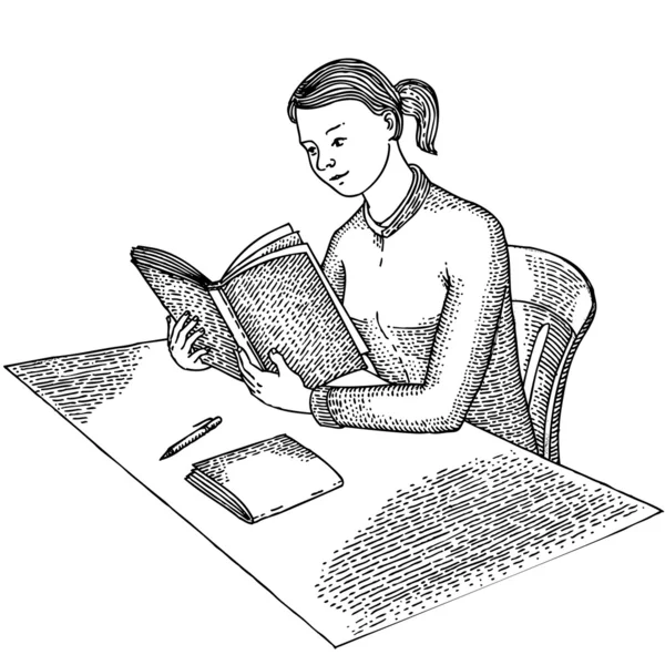 Девушка с книгой — стоковый вектор