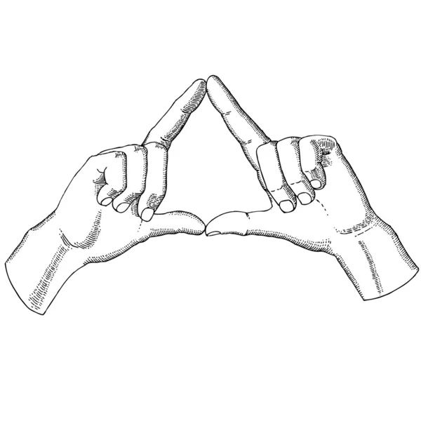 Handen Toon een driehoek — Stockvector