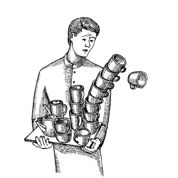 Человек роняет пустую чашу — стоковый вектор