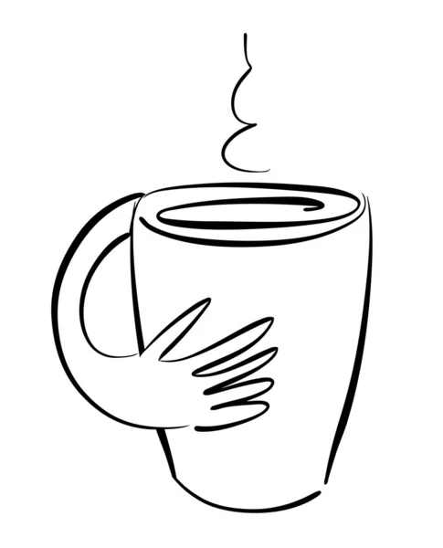 Croquis d'une tasse avec fumée — Image vectorielle