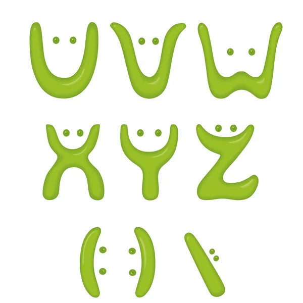Alfabeto de sonrisa verde . — Archivo Imágenes Vectoriales