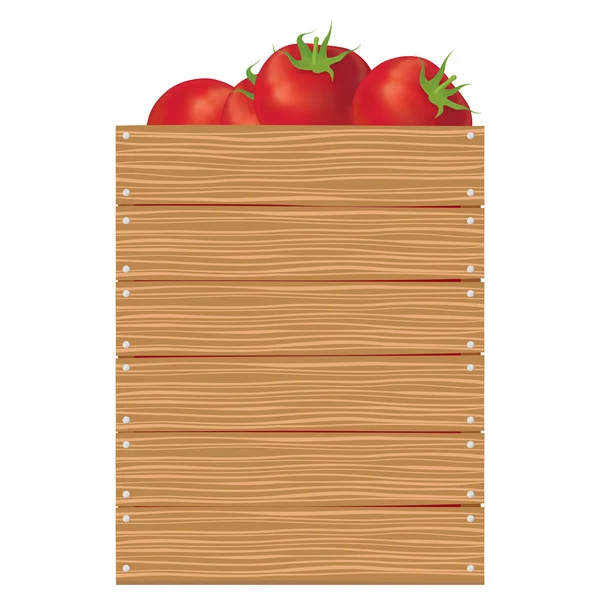 Tomat dalam kotak vertikal kayu - Stok Vektor