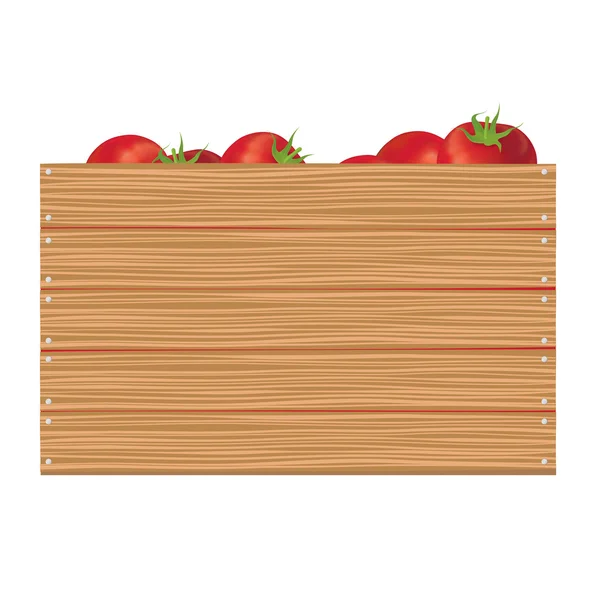 Tomates en caja horizontal de madera — Vector de stock