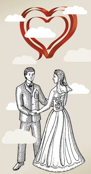 Tarjeta de boda de manera vintage — Archivo Imágenes Vectoriales