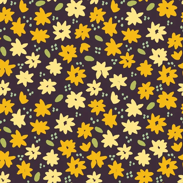  Çiçekler ve geriye vektörsüz desen bırakıyor. Dekoratif çiçekli ve yapraksız bir arka plan. Bahar ve yaz alan vektörü pürüzsüz desen