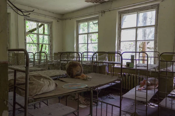Interior Roto Del Jardín Infantes Zona Exclusión Chernobyl Ucrania — Foto de Stock