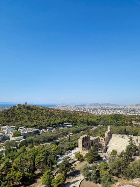 Akropolis 'teki Herodes Atticus' un Odeonu. Atina, Yunanistan. Popüler seyahat hedefi