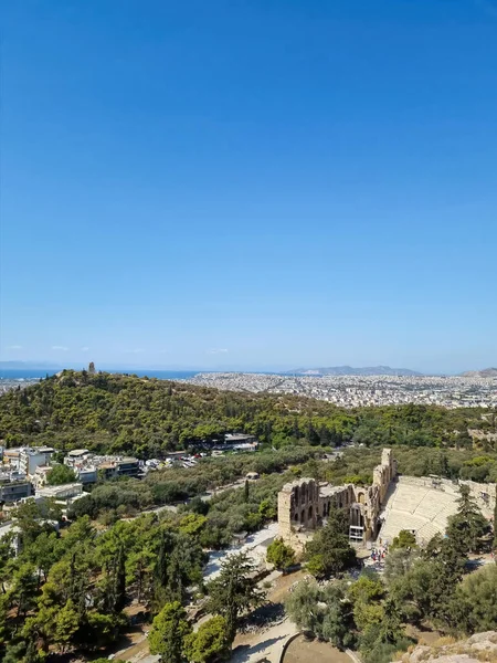 Akropolis 'teki Herodes Atticus' un Odeonu. Atina, Yunanistan. Popüler seyahat hedefi