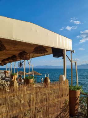 Yunanistan 'ın Nafplio kasabasının kıyı şeridi. Akdeniz manzarası, Yunan Nafplio