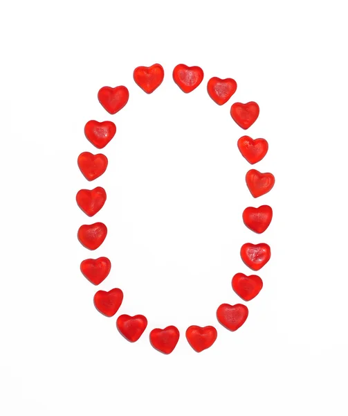 Número zero de corações de goma — Fotografia de Stock