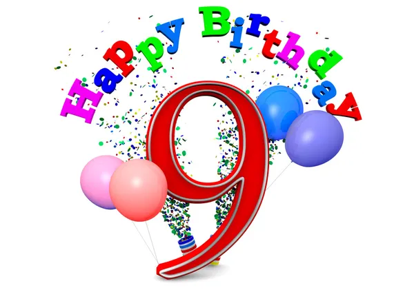 Happy 9th birthday — Stock Photo, Image