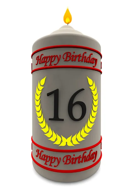 Birthday candle for 16th birthday — Stock Photo, Image