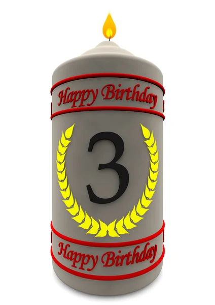 Świeczki urodzinowe na urodziny 3 — Zdjęcie stockowe