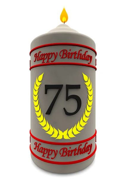 Candela di compleanno per 75esimo compleanno — Foto Stock