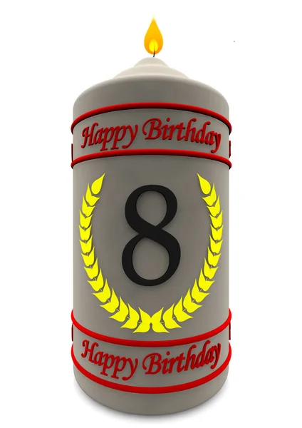 Narozeniny svíčka pro osmé narozeniny — Stock fotografie