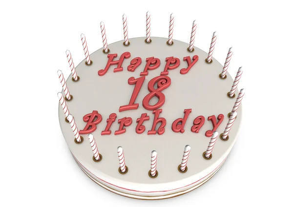 18 doğum günü için kremalı pasta — Stok fotoğraf