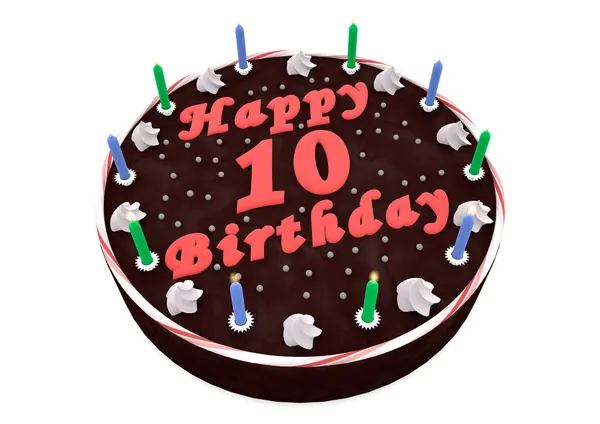 Pastel de chocolate para 10º cumpleaños — Foto de Stock