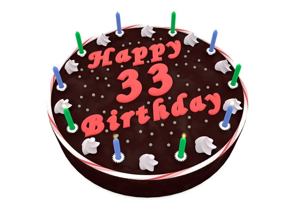 Torta al cioccolato per 33esimo compleanno — Foto Stock