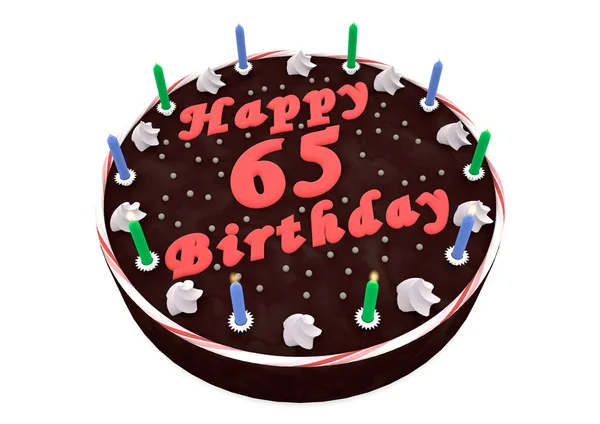 Chocolate cake for 65th birthday — Stock Photo, Image