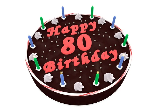 Chocolate cake for 80th birthday — Stock Photo, Image