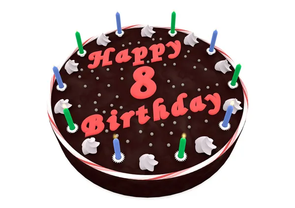 Chocolate cake for 8th birthday — Stock Photo, Image
