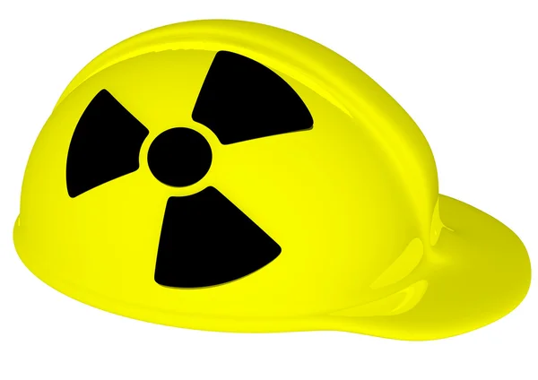 Casco giallo con segno di radiazione — Foto Stock