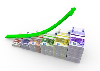 Euro notları ile farklı değeri yukarı ok