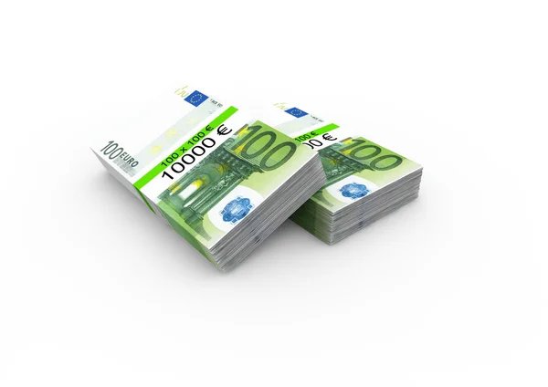 Deux paquets de 100 billets de banque Euro — Photo
