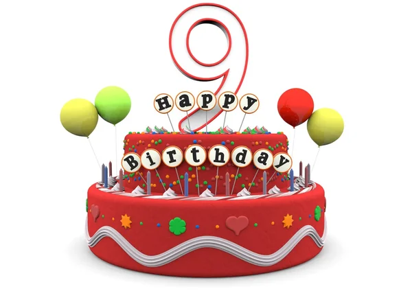 Feliz cumpleaños pastel de crema con la edad y letras —  Fotos de Stock