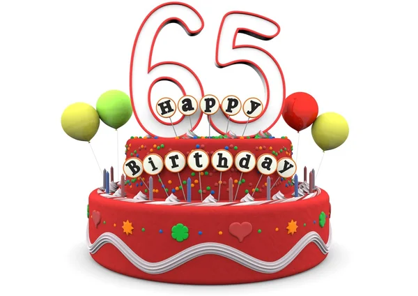 Feliz cumpleaños pastel de crema con la edad y letras —  Fotos de Stock