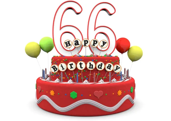 Buon compleanno torta alla panna con l'età e lettering — Foto Stock