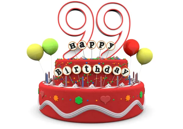 Feliz cumpleaños pastel de crema con la edad y letras — Foto de Stock