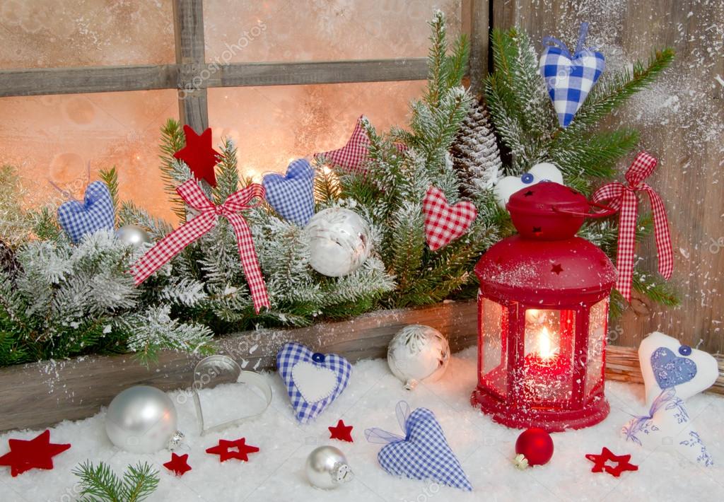 Christmas decoration on window sill Stock Photo by 33584973