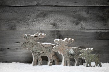 Three mooses on wooden background clipart