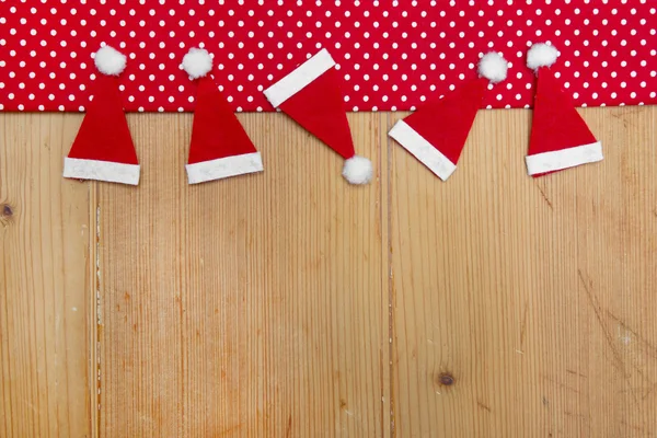 Christmas hats, polka dot fabric — Stock Photo, Image