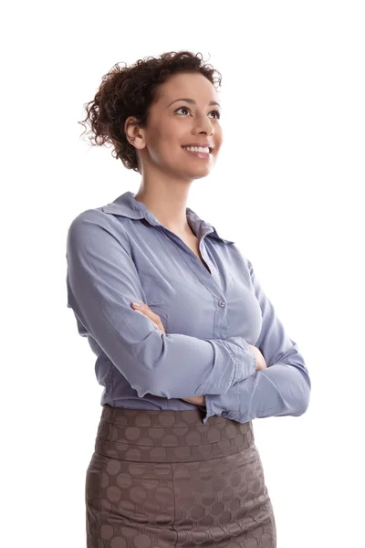 Satisfeito mulher de negócios sorrindo — Fotografia de Stock