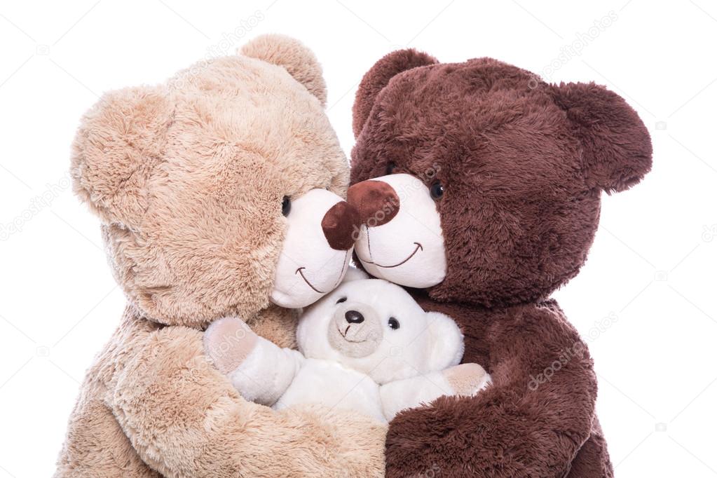 Happy teddy bears family
