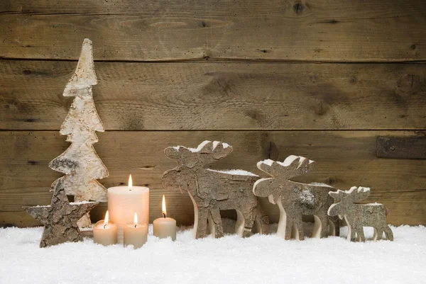 Wooden Christmas tree with elk, reindeer — Stock Photo, Image