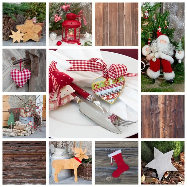 Klassische Weihnachtsdekoration Collage — Stockfoto