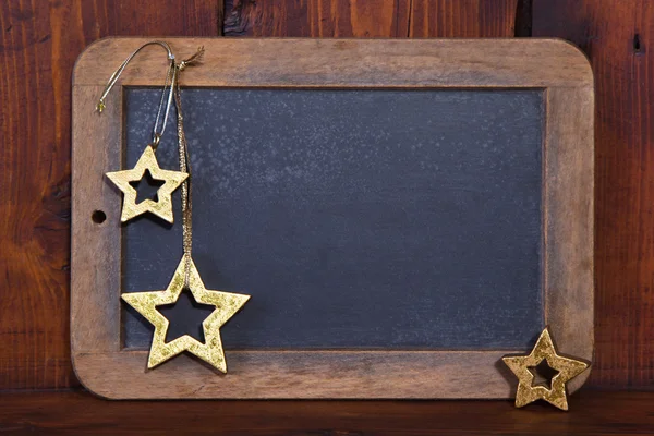 Chalkboard de madeira com estrelas — Fotografia de Stock